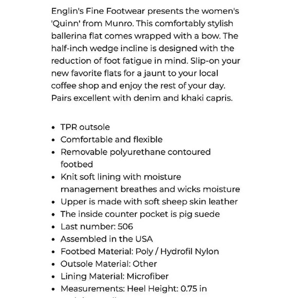 Munro Quinn Ballet Flats Corpcore Narrow - Picture 12 of 12